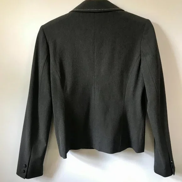 WHBM Grey Blazer Suit Jacket White Stitching, Size 8 - Picture 13 of 16